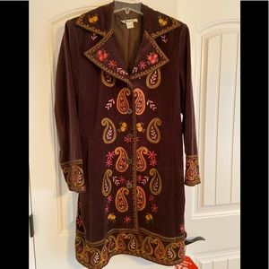 Nygard Brown with Embroidery Velvet Women’s Coat